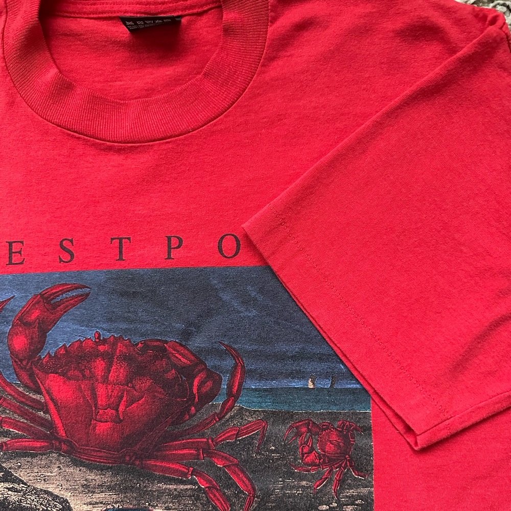 Westport Washington Vintage 90s Shirt Men’s Large Single Stitch Souvenir Crab - Picture 4 of 7